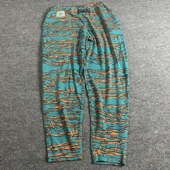 Vintage Miami Dolphins Pants Mens Medium Teal Orange NFL Football Zubaz 90s